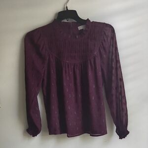 LOFT Deep Purple Patterned Blouse